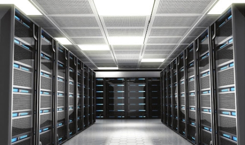Dedicated server infrastructure inside a modern data center Modern data center server room supporting dedicated server hosting