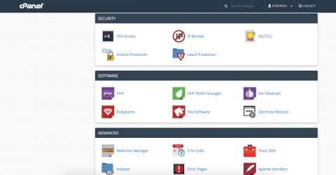 cPanel advanced hosting features available on a Singapore dedicated server