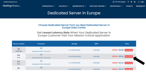 Step-by-step process to purchase a dedicated server Process of purchasing a dedicated server from Hosting Ultraso