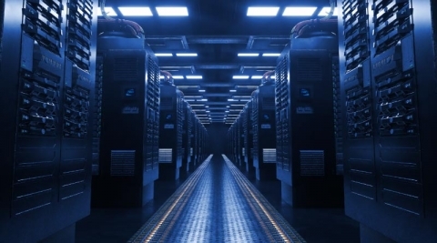Dedicated server racks inside an enterprise data center