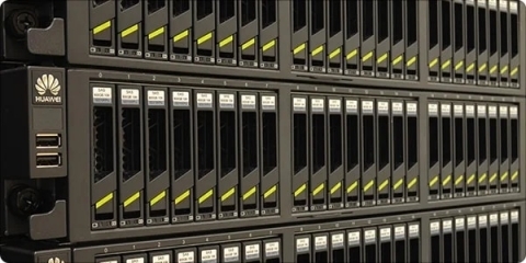 Enterprise RAID hard drive array installed in a dedicated server casing