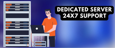 Animated image showing a technical expert conducting server maintenance with text written dedicated server 24/7 support Animated image showing a technical expert conducting server maintenance with text written dedicated server 24/7 support